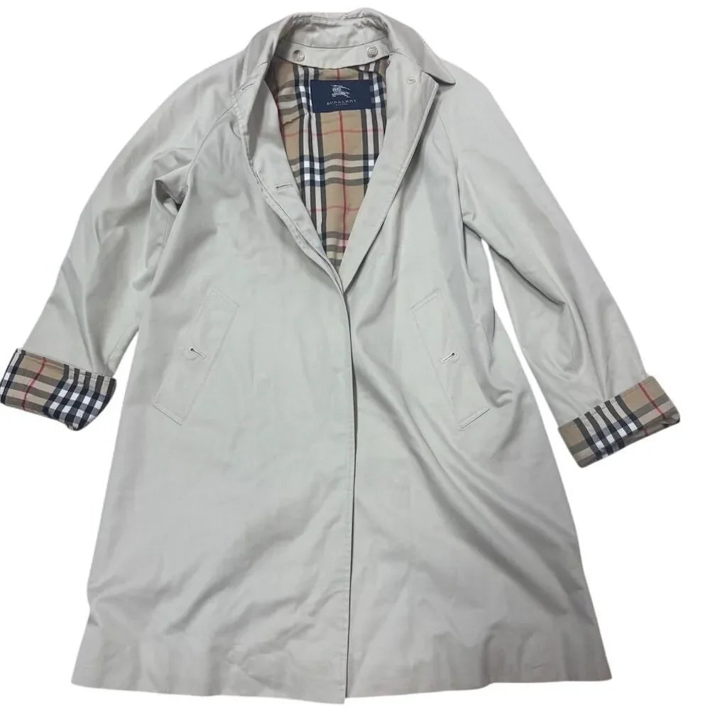 EUC Burberry Women's Beige Trench Coat Size 6 Classic Plaid Detachable Lining - Picture 3 of 16